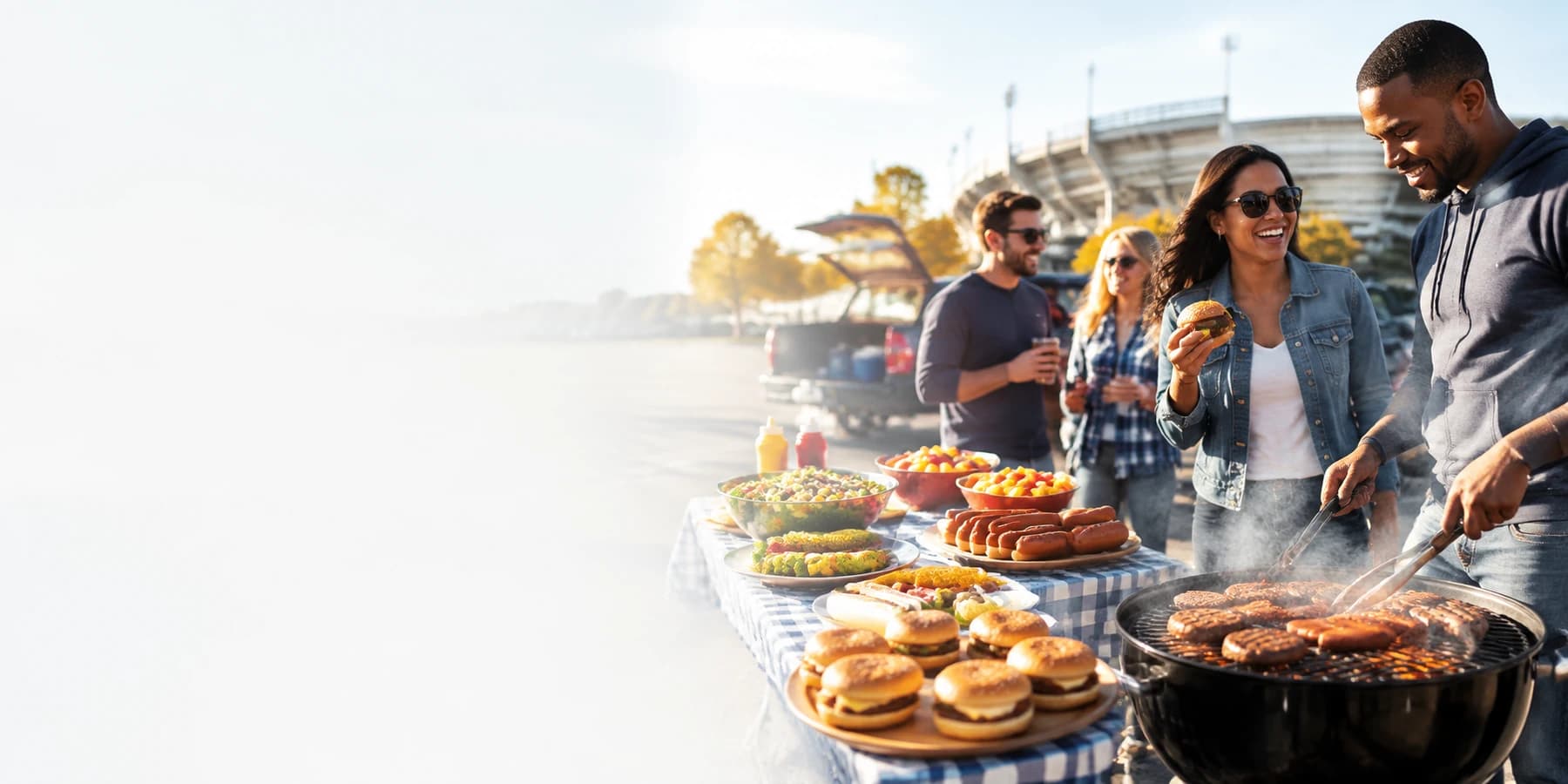 Friends grilling at a tailgate